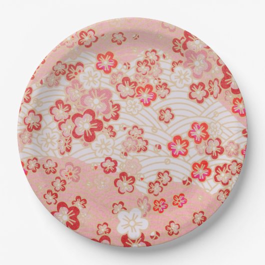 Cherry Blossom Japans Pattern Papieren Bordje (Voorkant)