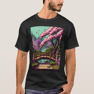 Cherry Blossom Japanse brug retro 16bit video g T-shirt