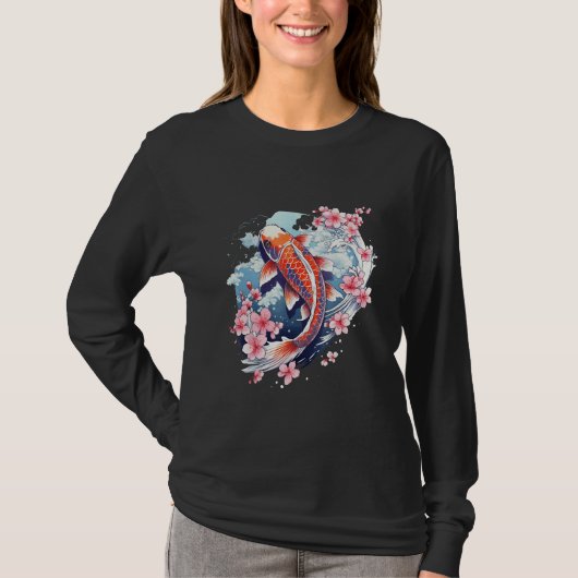 Cherry Blossom Koi Carp Fish Japanese Sakura Graph T-shirt (Voorkant)