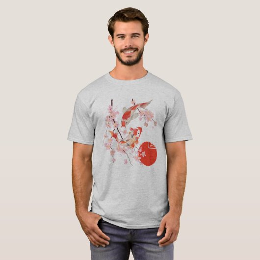 Cherry Blossom Koi Carp Fish Japans Sakura Graph T-shirt (Voorkant volledig)
