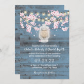 Cherry Blossom Lantern Dusty Blue Barn Wedding Kaart (Voorkant / Achterkant)
