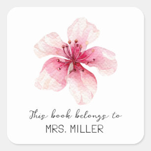 Cherry Blossom leraar Dit boek behoort tot Vierkante Sticker