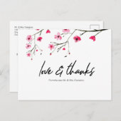 Cherry Blossom liefde en bedankt bruiloft Dank u, Briefkaart (Voorkant / Achterkant)
