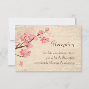 Cherry Blossom light beige Reception Invite Kaart