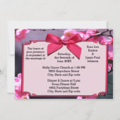 Cherry Blossom Lijst & Roze Bow bruiloft uitnodigi Kaart (Voorkant)