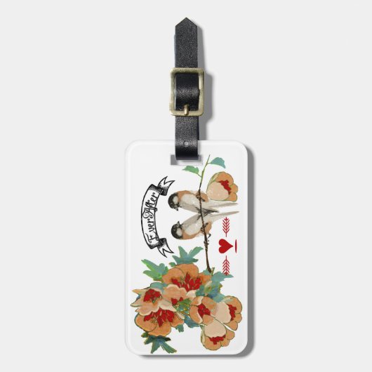 Cherry Blossom Love Bird Mint Bagagelabel (Voorkant verticaal)