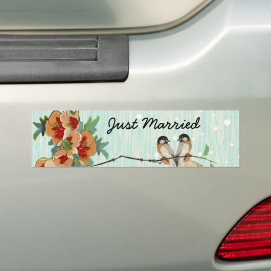  Cherry Blossom Love Bird Mint Bumpersticker (Op auto)
