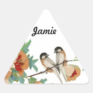 Cherry Blossom Love Bird Mint Driehoek Sticker