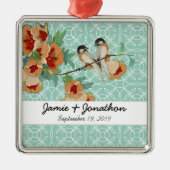  Cherry Blossom Love Bird Mint Metalen Ornament (Voorkant)