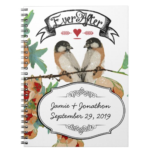  Cherry Blossom Love Bird Mint Notitieboek (Voorkant)