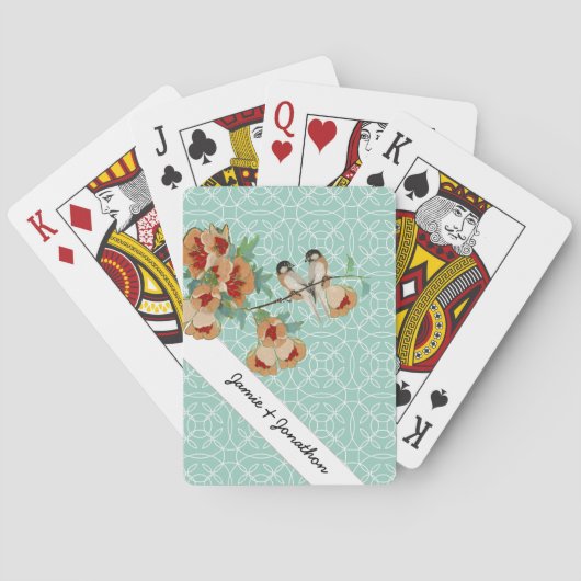  Cherry Blossom Love Bird Mint Pokerkaarten (Achterkant)