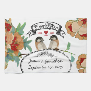 Cherry Blossom Love Bird Mint Theedoek
