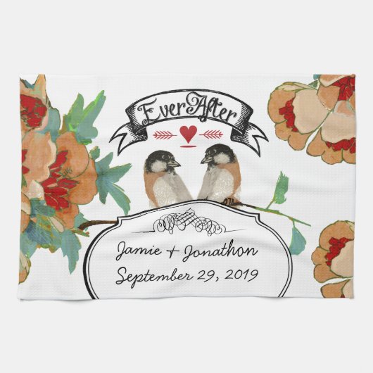  Cherry Blossom Love Bird Mint Theedoek (Horizontaal)