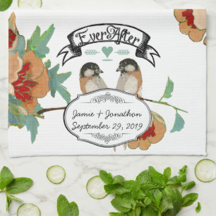 Cherry Blossom Love Bird Mint Theedoek