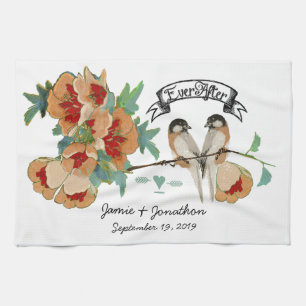 Cherry Blossom Love Bird Mint Theedoek