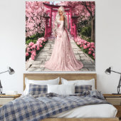 Cherry Blossom Maiden Wall Art Canvas Afdruk (Insitu (Slaapkamer))