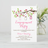 Cherry blossom mason jar bruiloft verloffeest kaart (Staand voorkant)