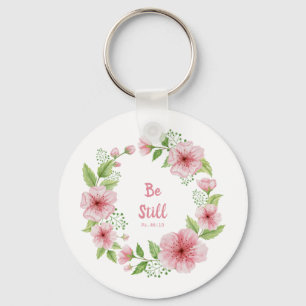 Cherry Blossom met de scriptie "Be still" Sleutelhanger