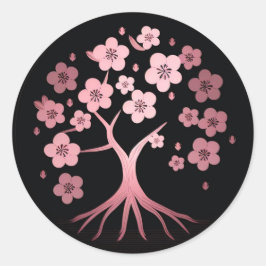 Cherry blossom, minimalisme, roze, Japans Ronde Sticker