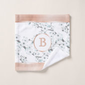 Cherry Blossom Mint White Rose Gold Monogram Bad Handdoek (Wasdoekje)