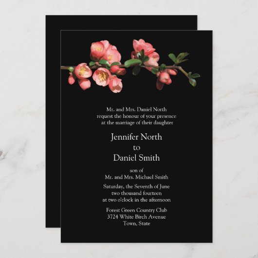 Cherry Blossom Modèle de mariage Invitations (Devant / Derrière)