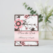 Cherry Blossom Modern Custom Bewaar de datum Aankondigingskaart (Staand voorkant)