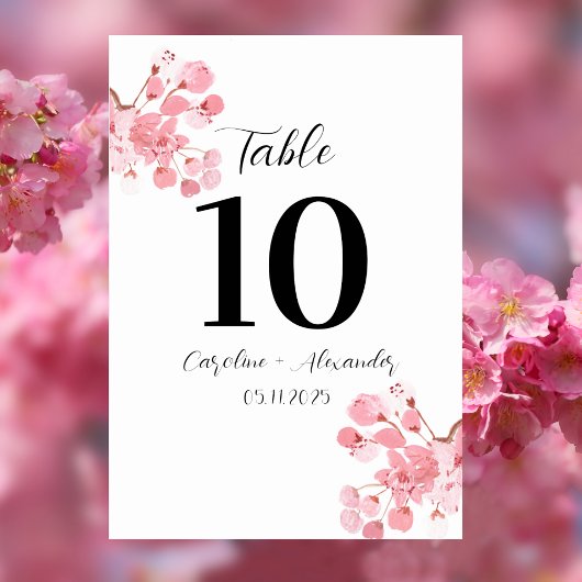 Cherry blossom Modern Oriental Sakura Wedding Tabl Kaart