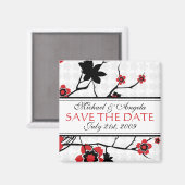 Cherry Blossom Modern Save The Date Magneet (Voorkant / Achterkant)
