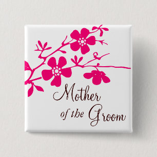 Cherry Blossom Moeder van de Groom Button