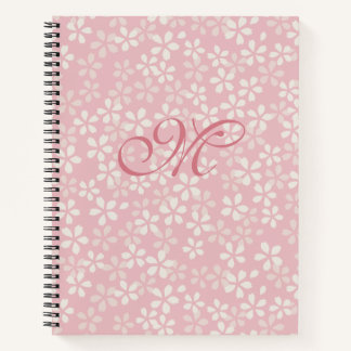 Cherry Blossom Monogram. Dusty Roos Sakura. Notitieboek