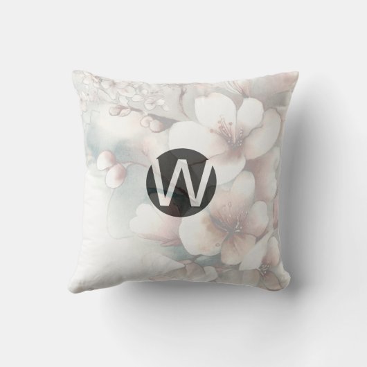 Cherry Blossom Monogram Kussen (Achterkant)