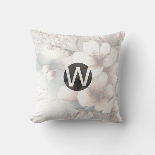 Cherry Blossom Monogram Kussen (Voorkant)