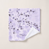 Cherry Blossom Monogramme Floral violet (Gant de toilette)