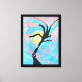 Cherry Blossom Moon Hand Painted Acrylic Canvas Ar Afdruk (Voorkant)