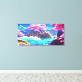 Cherry Blossom Mountain Canvas Afdruk (Insitu (Houten vloer))