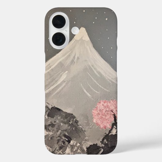 Cherry Blossom Mountain iPhone Case Natuur Art Des (Achterkant)
