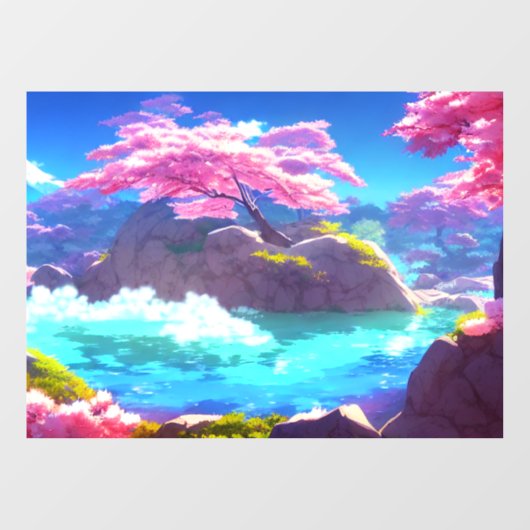 Cherry Blossom Mountain Raamsticker (Vel)