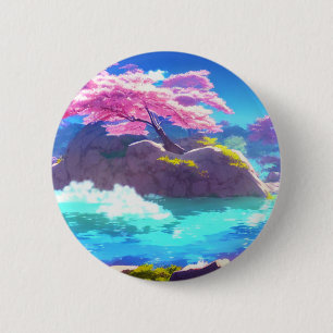 Cherry Blossom Mountain Ronde Button 5,7 Cm