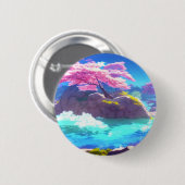Cherry Blossom Mountain Ronde Button 5,7 Cm (Voorkant /achterkant)