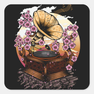 Cherry Blossom Musical Vierkante Sticker