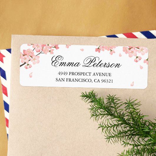  Cherry Blossom Name en Return Address Etiket