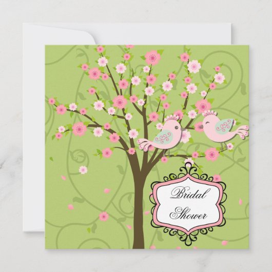Cherry Blossom Oiseaux nuptiale Douche Invitation (Devant)