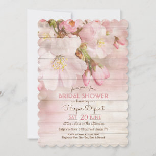 Cherry Blossom on Wood Invitation Kaart
