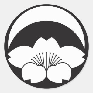 Cherry blossom onder halve maan ronde sticker