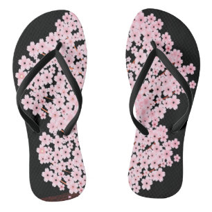 Cherry Blossom op Black Teenslippers