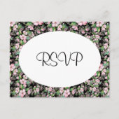 Cherry Blossom op Black Wedding RSVP Briefkaart (Voorkant)
