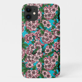 Cherry Blossom op blauw iPhone 11 Hoesje