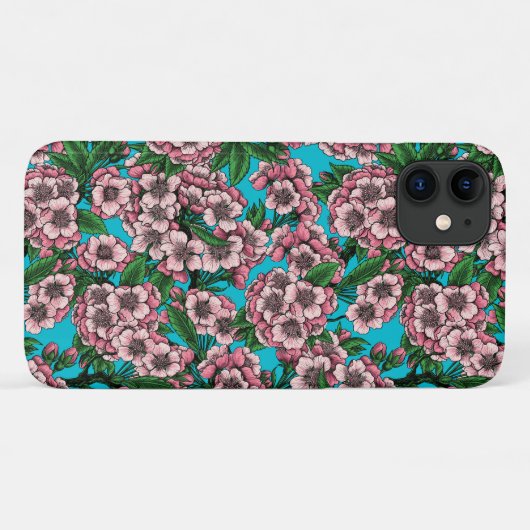 Cherry Blossom op blauw Case-Mate iPhone Case (Achterkant (horizontaal))