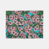 Cherry Blossom op blauw Fleece Deken (Voorkant (Horizontaal))