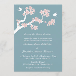 Cherry Blossom op blauw Kaart